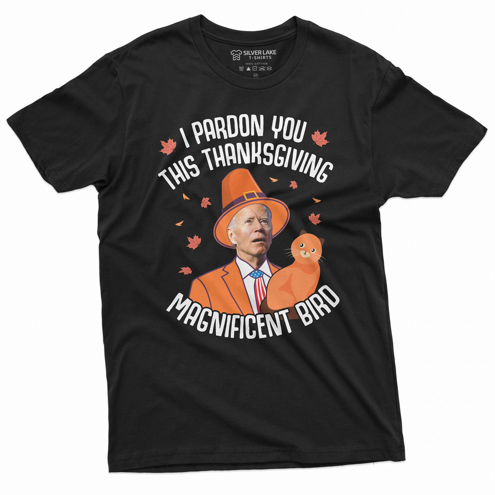 Men's Funny Thanksgiving Anti Biden T-shirt Turkey Pardoning Cat T-shirt Anti-biden Funny Political Shirt Holiday Gift Tee - 1.jpg