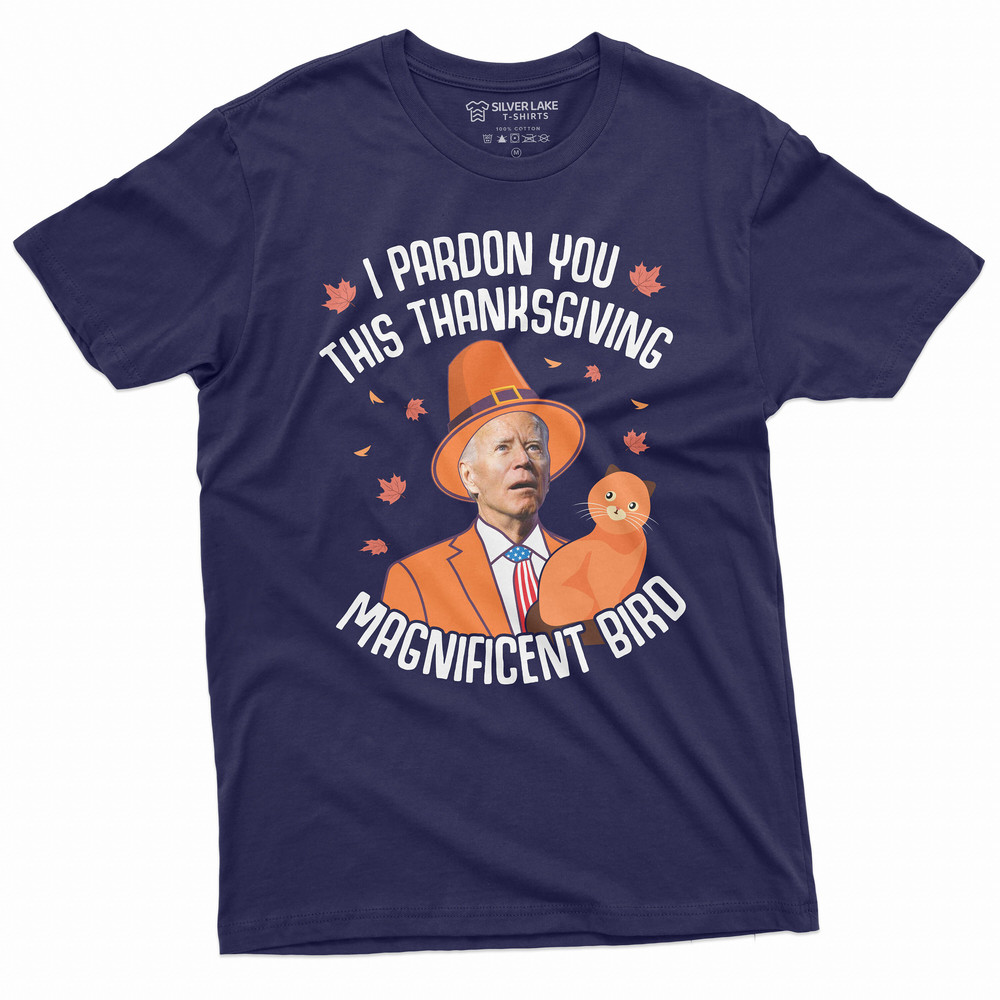 Men's Funny Thanksgiving Anti Biden T-shirt Turkey Pardoning Cat T-shirt Anti-biden Funny Political Shirt Holiday Gift Tee - 3.jpg
