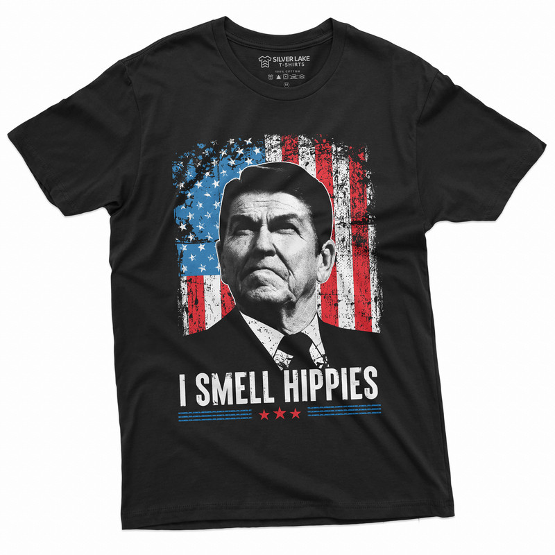 Men's I smell Hippies T-shirt US President Tee Funny 4th of July Patriotic Tee Shirt - 1.jpg