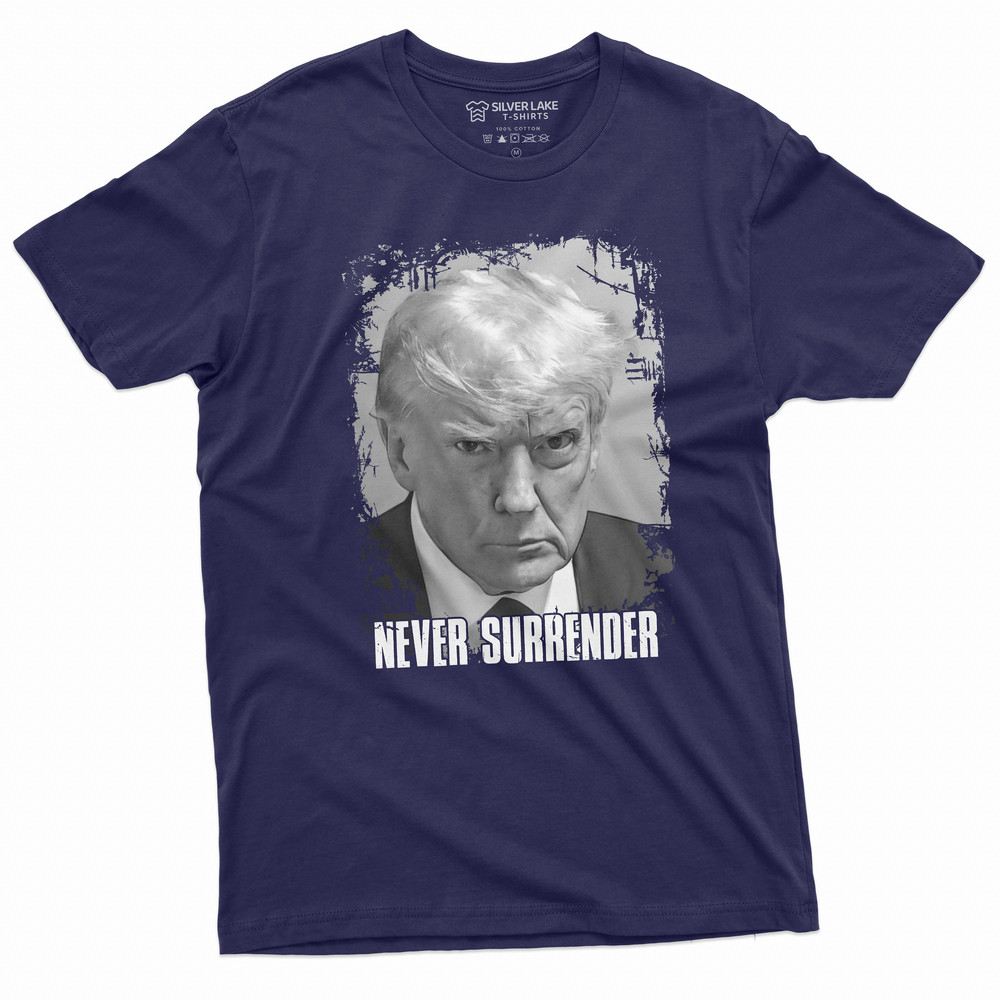 Men's Never Surrender Real Mugshot T-shirt Trump Tee Shirt DJT arrest Tshirt Georgia arrest photo tee - 3.jpg