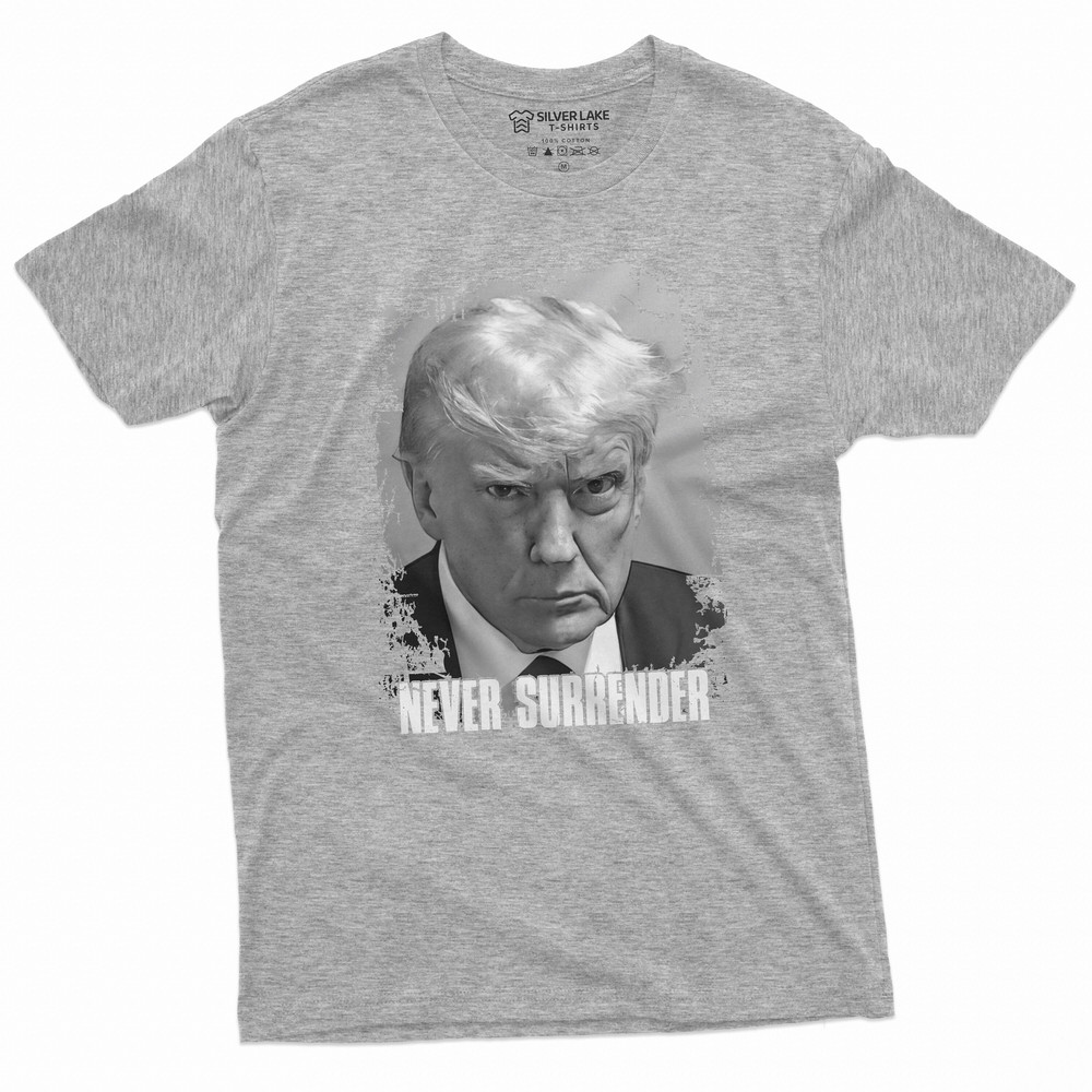 Men's Never Surrender Real Mugshot T-shirt Trump Tee Shirt DJT arrest Tshirt Georgia arrest photo tee - 4.jpg