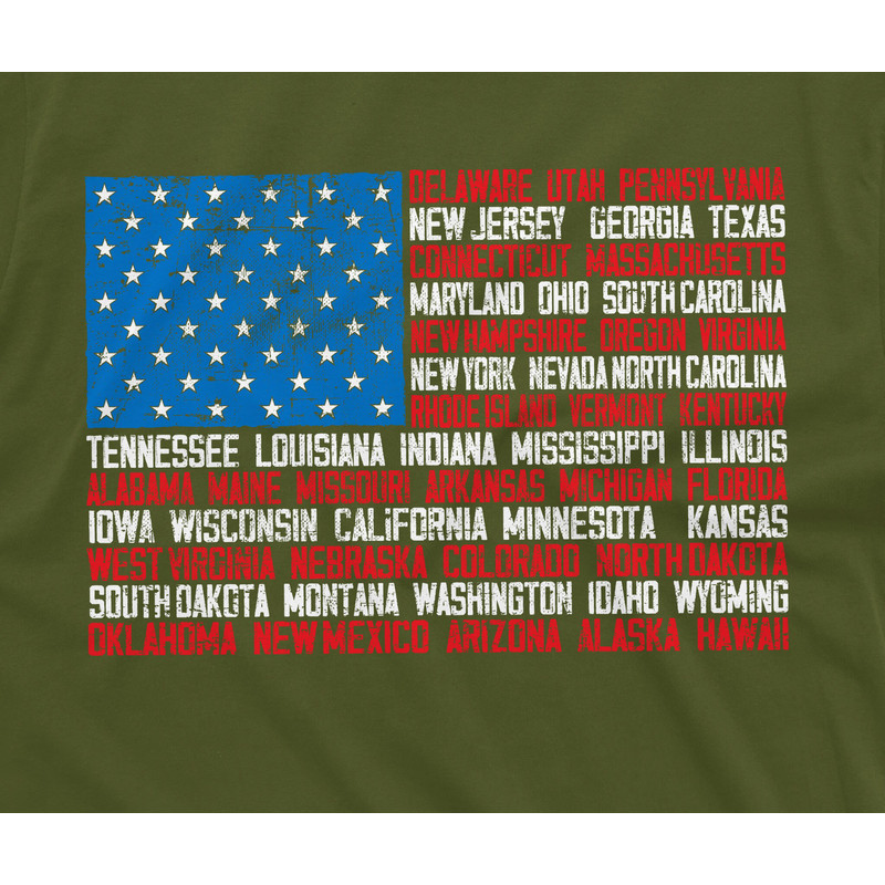 Men's USA Flag State Names T-shirt Patriotic 4th of July US Independence day Unisex Man's Tee - 2.jpg