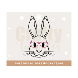 easy cut, easter bunny with glasses, bunny with glasses, bunny with glasses svg, kid's easter design, cute easter svg, p