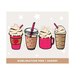 valentine latte coffee lover svg png, latte iced cute coffee digital download sublimation design hand drawn printable gr