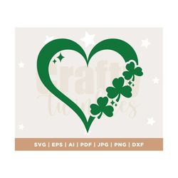 shamrock sparkly heart svg, png, jpg, leaf clover love lucky sublimation design eps dxf, happy st. patrick's day, cut fi