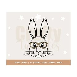 easter bunny with glasses, kid's easter design, bunny with glasses, bunny with glasses svg, cute easter svg, easter svg,