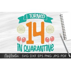 I Turned 14 in Quarantine SVG file cutting machines Cricut Silhouette Quarantine svg Quarantine Birthday svg 2020 Fourte