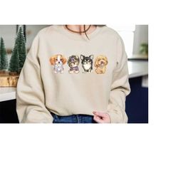 cute puppies sweatshirt, youth crewneck sweatshirt, puppies pullover, cute puppy unisex sweater, gift for her