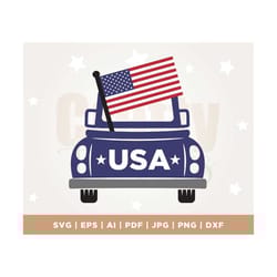 4th of july svg, 4th of july truck svg, america svg, cut file, clip art, commercial use, instant download, silhouette, c