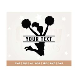 cheerleader silhouette, sublimation, cheer leader svg, digital download, svg, png, poms & split name frame, cheer mama,