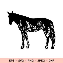Horse Svg Floral Horse Dxf File for Cricut Cut File Farm Animal with flowers