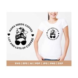 mama needs coffee, lots and lots of coffee, svg, png, cricut, cut file, mom life, caffeine, coffee life, silhouette , pr