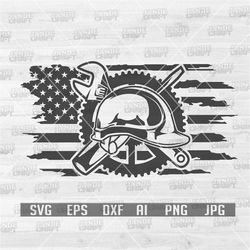 US Mechanic svg | Mechanical Tools Clipart | Mechanic Dad Cut File | Wrench Stencil | Hard Hat dxf | Repairman Shirt png