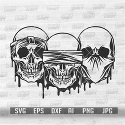 Hear See Speak Skull Svg | Hear Skull Svg | Speak Skull Svg | See Skull Svg | Skull Clipart | Skull Cutfile | Skull Png
