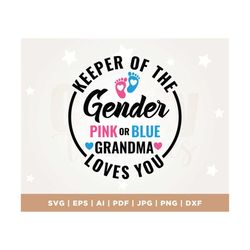 keeper of the gender pink or blue grandma loves you svg, grandma, pink or blue svg, gender reveal shirt svg, grandma svg