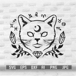 mystical cat svg | cat clipart | mystery svg | magic svg | magic cat svg | cat cutfile | celestial cat svg | mystical ca