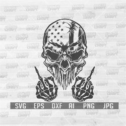 USA Skull Middle finger Svg | Patriotic Skull Svg | Skull svg | Middle Finger svg | Skull Cut Files | US Skull Png | pat