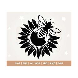 bee and sunflower svg, bee svg, sunflower svg, cricut, png, svg, sublimation, honey bee svg, honey svg, bee quotes svg,