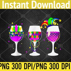 Mardi Gras Glass Of Wine Funny Drinking Wine PNG, Digital Download