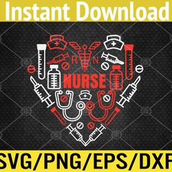 nurse valentines day scrub valentine rn icu er cna ob svg, eps, png, dxf, digital download