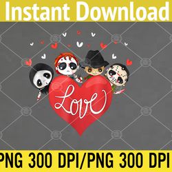 horror movie character chibi with heart love valentine's day png digital download