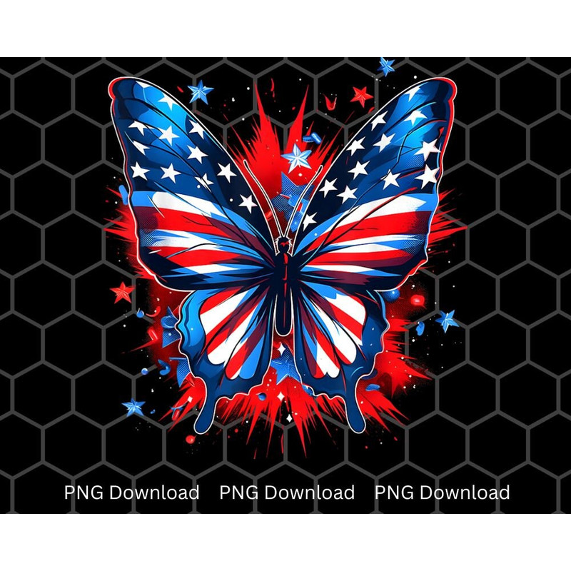 American Flag Butterfly Clipart, American Flag on Butterfly PNG, 4th of July, Independence day Shirt, Cricut, Silhouette PNG - 1.jpg