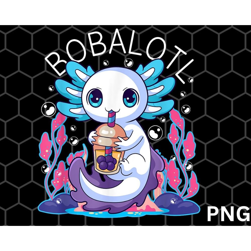 Cute Axolotl Bobalotl Bubble png, Tea Boba Milk Lover Boys Girls png Download - 1.jpg