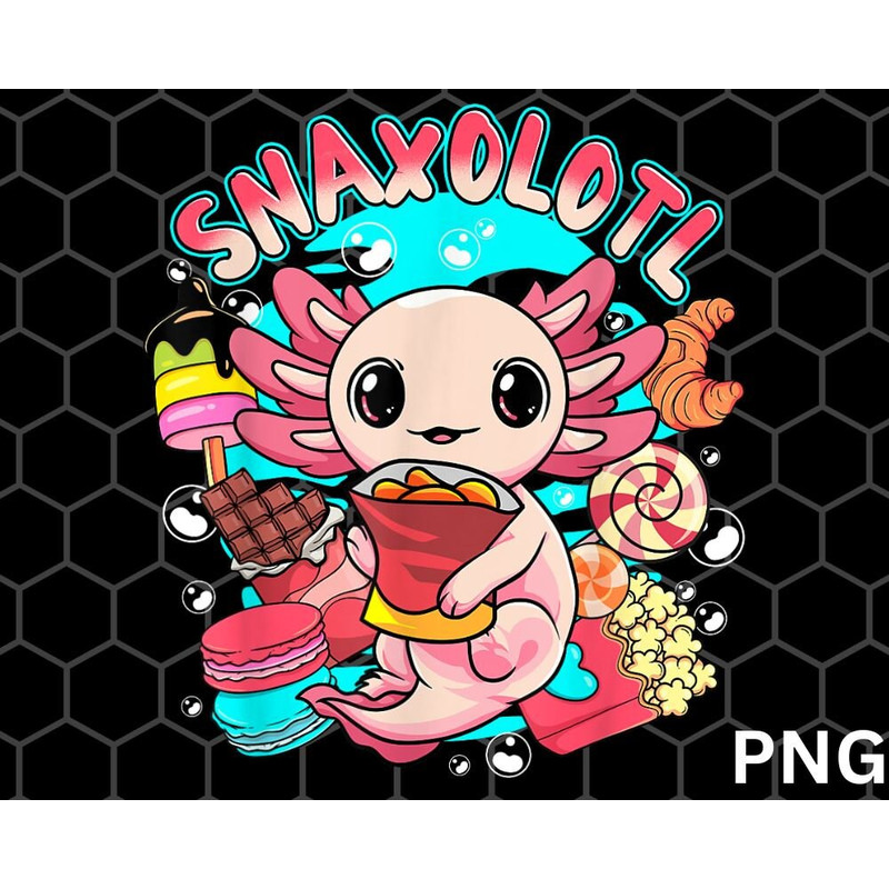 Cute Axolotl Lover Snaxolotl png, Food Sweets Kids Boys Girls png Download - 1.jpg