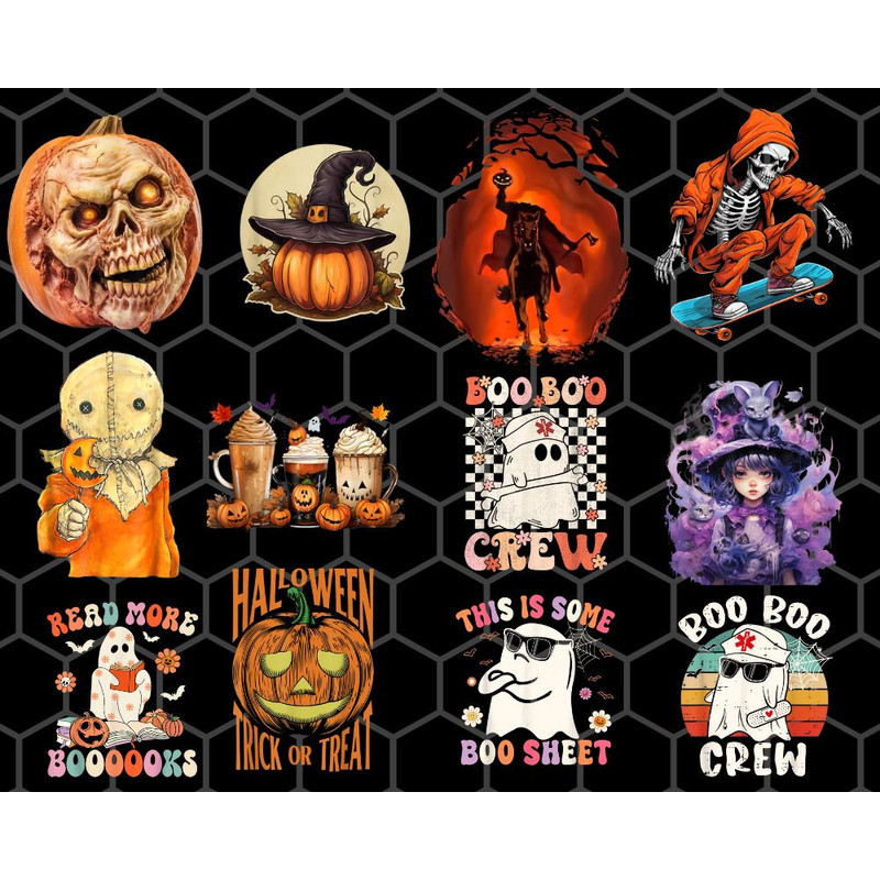 Cute Halloween Bundle, Spooky Halloween png, Halloween Sublimation Designs, Ghosts, Pumpkins png, Skeleton png, haunted house, 12 pack png - 1.jpg