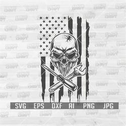 us mechanic skull svg | mechanical tools clipart | repair dad shirt png | screw driver stencil | wrench cut file| repair