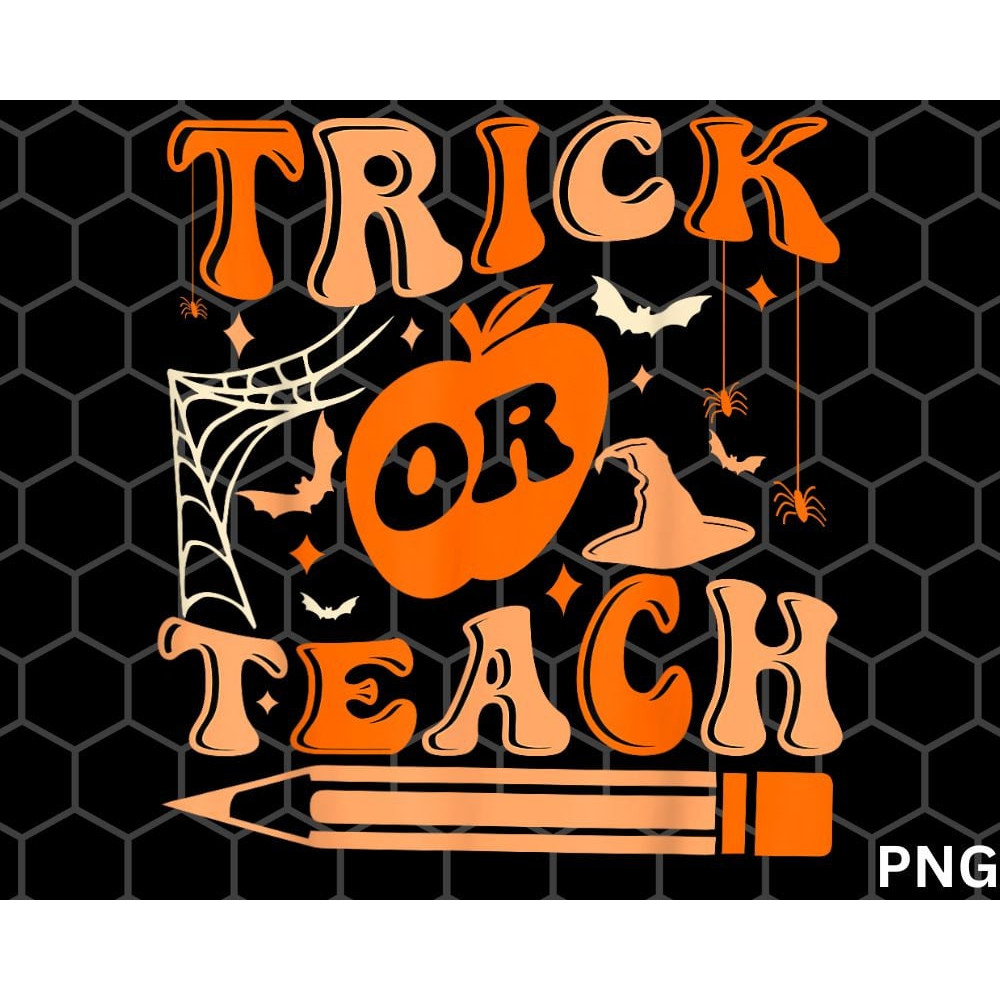 Groovy Halloween PNG, Trick Or Teach Ghost Teacher Student PNG - 1.jpg