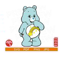wish bear svg png pdf care bear svg, bear care svg, cute bear svg, bear png, cute bear svg cut file cricut, silhouette