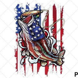 patriotic bass fishing png, 4th of july usa flag download png