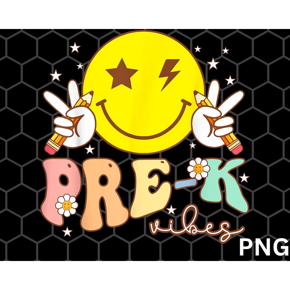 Pre-K Vibes Team Retro png, Smile Face First Day Of School png Download - 1.jpg