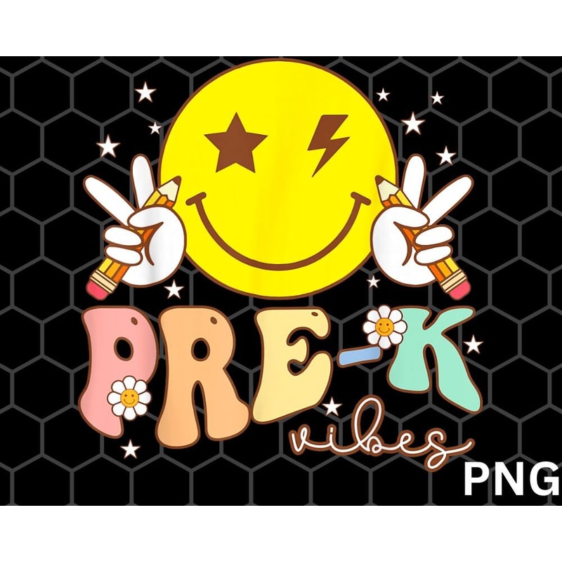 Pre-K Vibes Team Retro png, Smile Face First Day Of School png Download - 1.jpg
