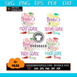 brains beauty and bling back to school bundle svg, back to school bundle svg