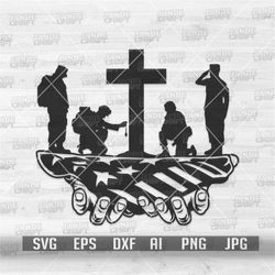 us marine kneeling in cross svg | navy dad clipart | 4th of july stencil | memorial day dxf | honor the brave cutfile |