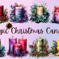 Magic Christmas candles, PNG Clipart, Sublimation, Festive decor, Holiday-themed, Winter ambiance, Creative designs