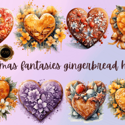 Christmas Fantasies Gingerbread Hearts  Clipart Png,Festive treats, Holiday-themed, Sweet illustrations, Winter baking,