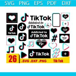 26 tik tok logo bundle, trending svg, tik tok vector, tik tok svg, tik tok cut file, tik tok app svg, music svg, video s