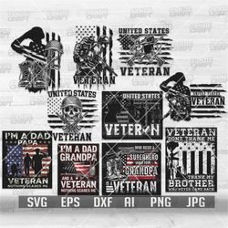 10 veteran bundle svg | patriotic png bundle | us army tshirt design png | military dad gift idea | patriotic stencil |