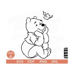 winnie pooh svg png, pooh svg, bear svg clipart disneyland ears svg cut file cricut, silhouette