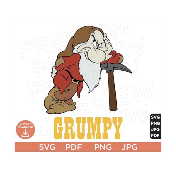 Snow White and the Seven Dwarfs SVG, Grumpy Dwarfs Svg , Dis | Inspire ...