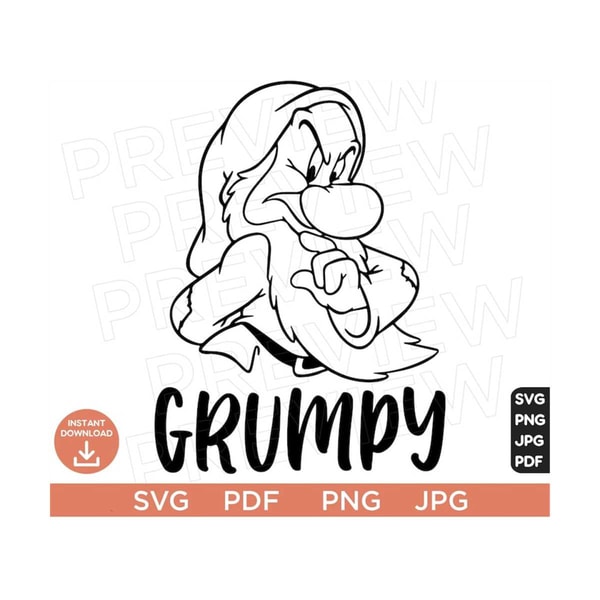 Snow White and the Seven Dwarfs SVG, Grumpy Dwarfs Svg , Dis | Inspire ...