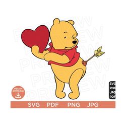 winnie pooh love svg png, pooh svg, bear svg clipart disneyland ears svg cut file cricut, silhouette