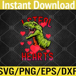 Kids Valentines Day Dinosaur - I Steal Hearts Svg, Eps, Png, Dxf, Digital Download