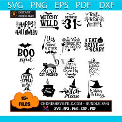 halloween witchy wild bundle svg, 15 files happy halloween svg