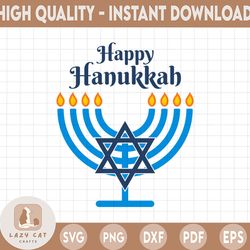 menorah svg | happy hanukkah svg | chanukah jewish holiday celebration | cricut silhouette | printable clipart vector