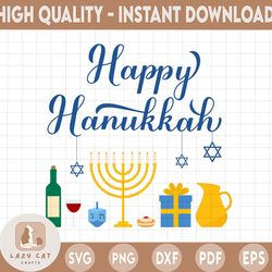 Hanukkah SVG | Jewish Holiday SVG | Chanukah png Gifts Decor Sign Design | Cricut Cut File Printable Clip Art Digital