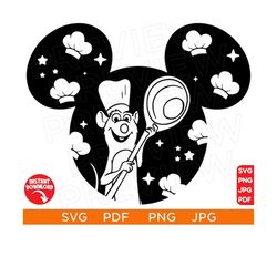 remy mouse ratatouille svg disneyland ears disneyworld svg png clipart svg, cut file cricut, silhouette